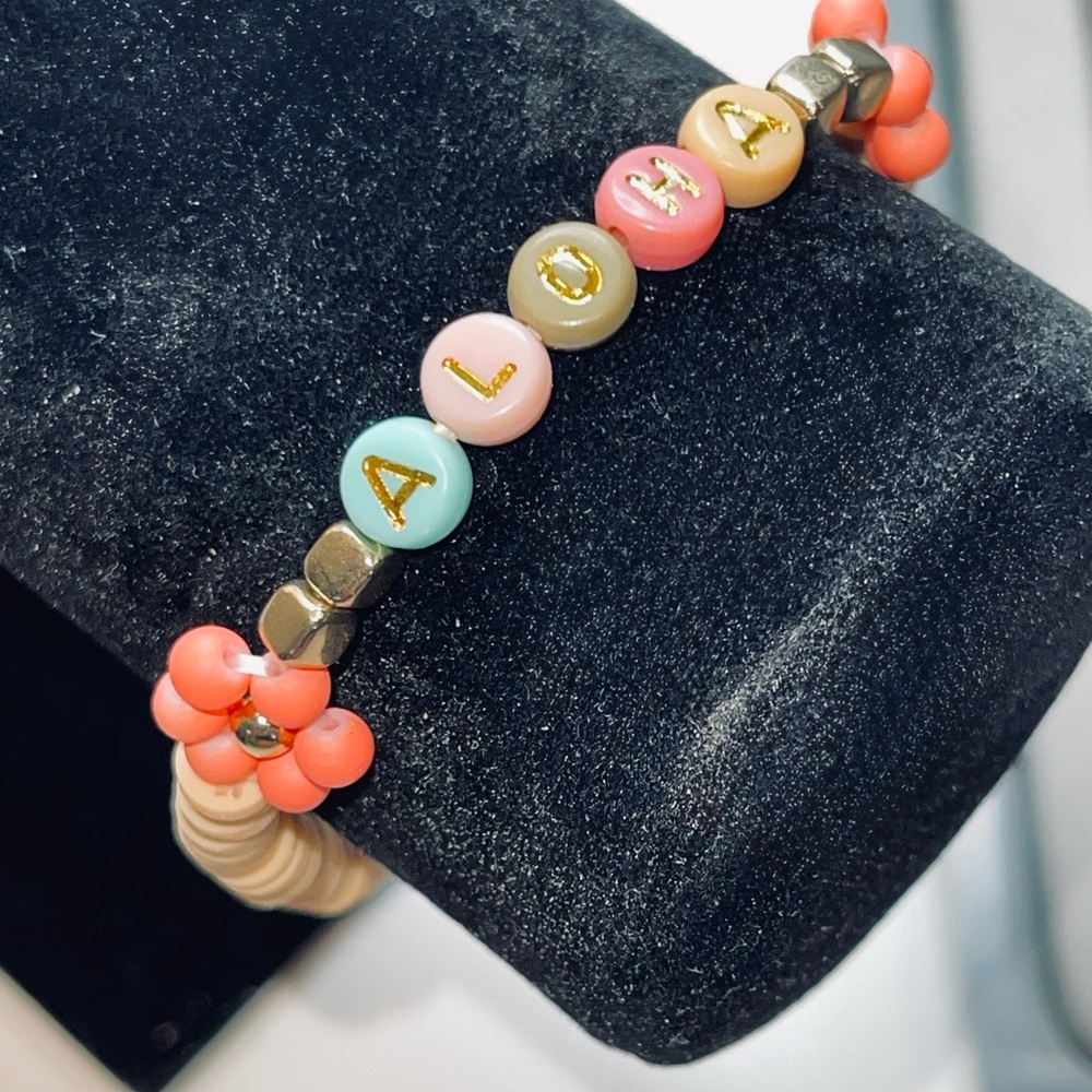 2 Colorful Beaded Bracelets ( New - handmade )